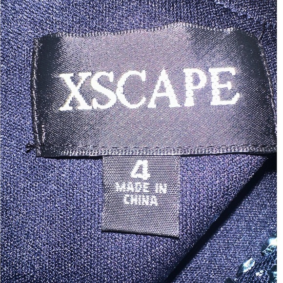 XScape Beaded Knee Length Bodycon Cocktail and Party Dress Sz 4 in Navy - Picture 12 of 12